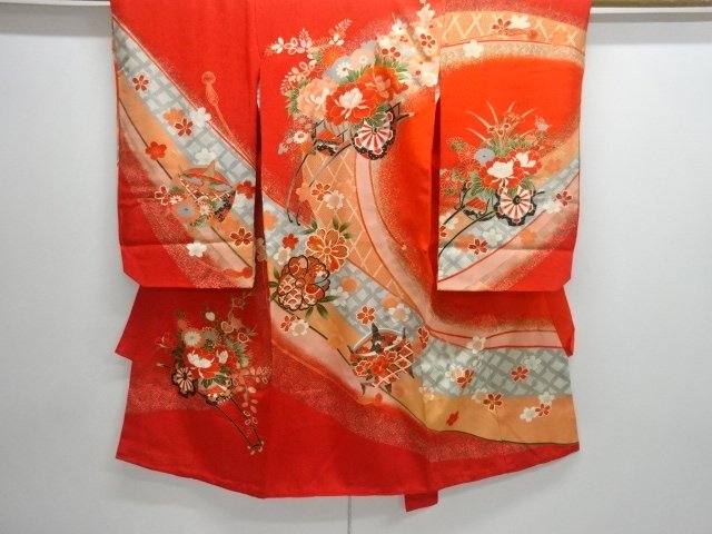 JAPANESE KIMONO / ANTIQUE KIMONO / SILK / FLORAL CART